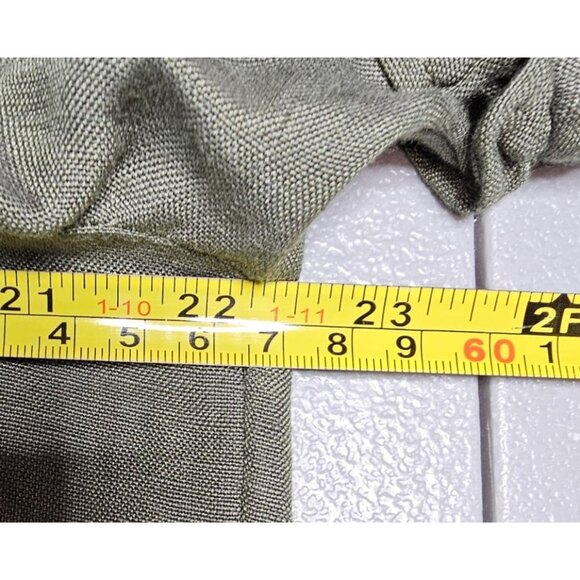 Chico's Womens 12 Olive Linen Blend Lantern Sleeve Embroided Beaded‎ Top - Picture 7 of 12